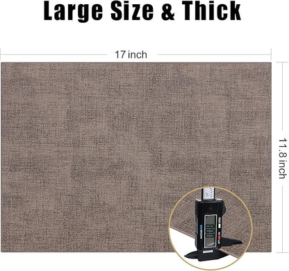 Homaxy Faux Leather Heat Resistant Placemats for Dining Table Set of 4, Waterproof Wipeable Washable PU Table Mats, Easy to Clean Anti-Slip Place Mats, 11.8" x 17", Dark Brown