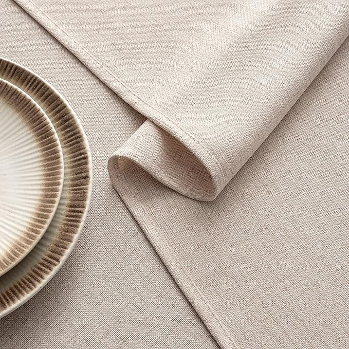 MIULEE Natural Linen Polyester Tablecloth 52x70 Inch Spring Rectangle Table Cloth Waterproof,Stain Resistant & Wrinkle Resistant for Dining Party Wedding