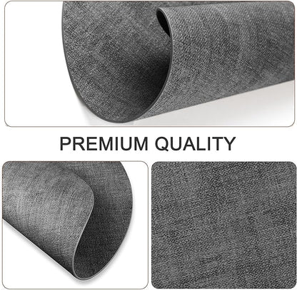 Round Faux Leather Placemats and Coasters, Set of 6, Reversible Heat Resistant Non-Slip Table Mats, Waterproof Wipeable Place Mats for Dining Table, Washable for Indoor & Outdoor (6, Dark Grey)
