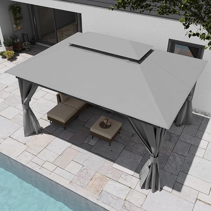 10'x13' Outdoor Gazebo, Heavy Duty Metal Frame Patio Canopy - Image 4