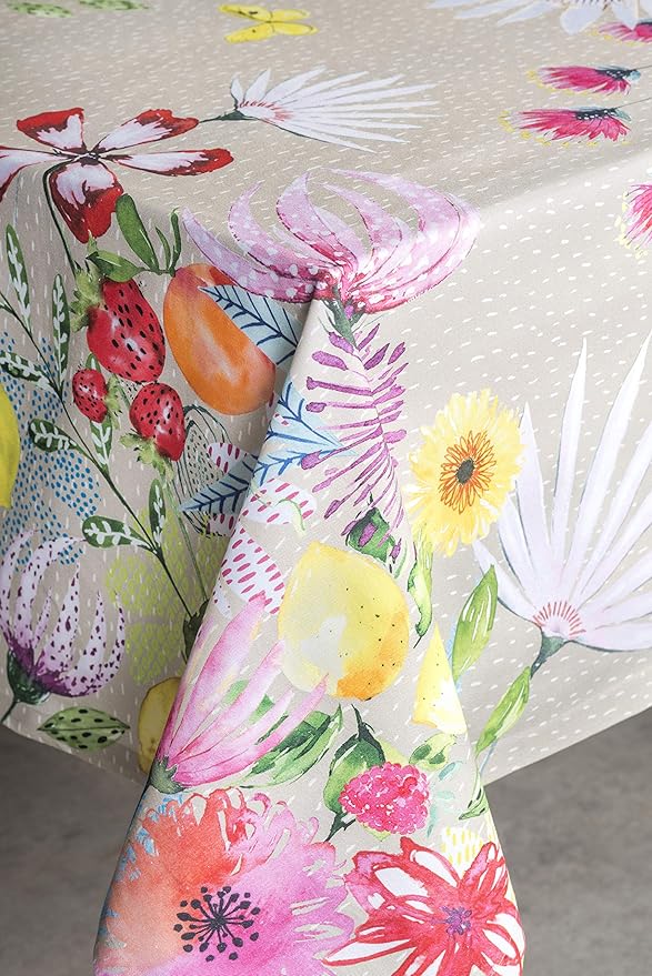 Maison d' Hermine Table Cloth Rectangle Table 100% Cotton 60 x 108 Inches Tablecloth Reusable Decorative for Dining Room, Farmhouse, Home, Party, Festive & Wedding Spring Summer - Jardin D'Ete - Fog