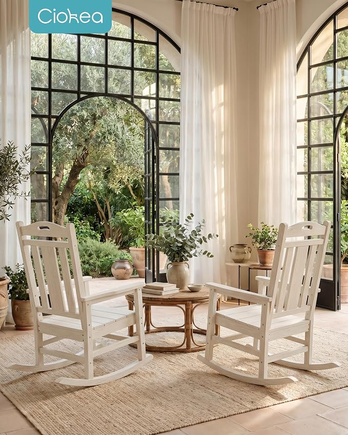 Oversized Outdoor Rocking Chairs Set of 8, 380lbs Heavy-Duty Large Patio Rocker - Image 4