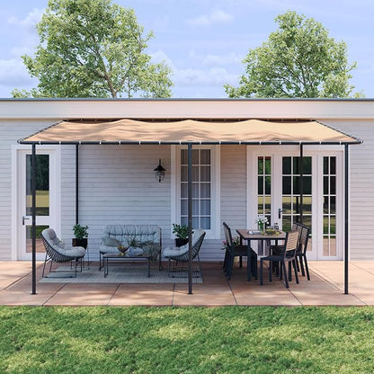 Aoxun 16x12 Lean-to Gazebo, Sloped Pergola Porch Canopy Awning - Image 2