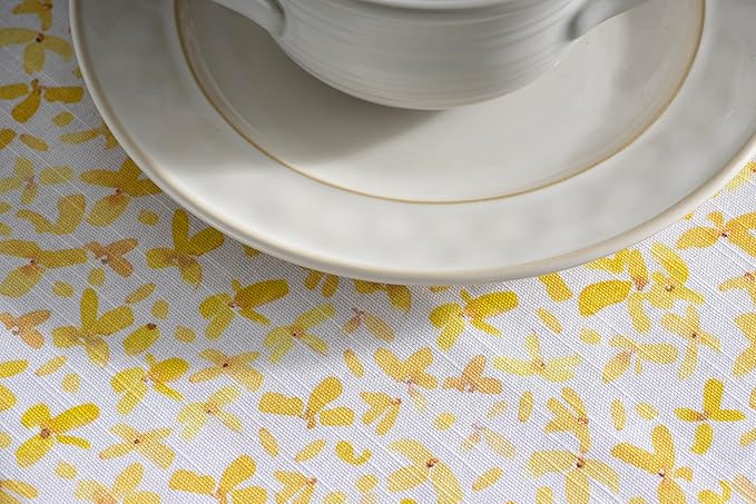Maison d' Hermine Table Cloth Round Table 100% Cotton 69 Inches Tablecloth Reusable Decorative Everyday Use for Dining Room, Farmhouse, Home, Party, Festive & Wedding Spring Summer - Easter Zest