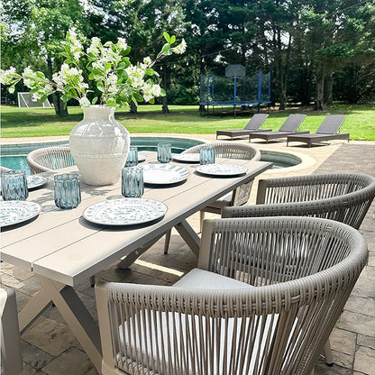 PURPLE LEAF Outdoor Dining Set for 12 All-Weather 14 Pieces Patio Aluminium Dining Large Table and Rope Weave Chairs Included Cushions for Deck Indoor Decor Kitchen Patio Furniture Set Champagne