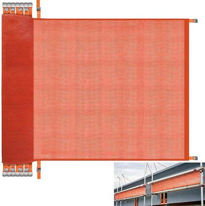 40' L x 40" W Construction Safety Debris Netting with 24 Tapes & Buckles, Orange Fire Retardant Pump Jack Safety Net, Scaffold Safety Netting Rolls Scaffold Net Enclosure
