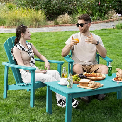 Stackable Adirondack Chairs Set of 2, Compact HDPE, Aruba | 26.3" Wide HDPE - Image 2