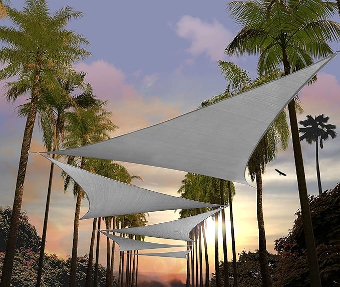Amgo 12' x 12' x 12' Gray Triangle Sun Shade Sail Outdoor Canopy Awning UPF50+ by Amgo
