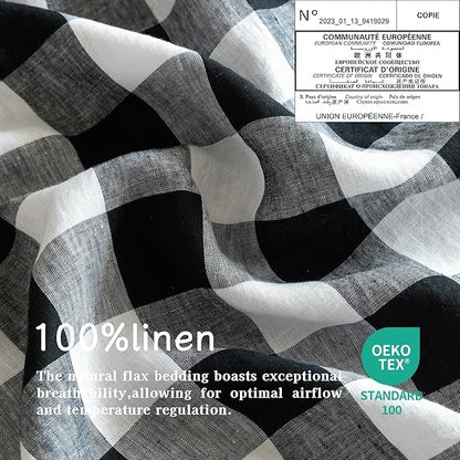 EVERLY 100% Yarn-Dyed Linen Rectangle Tablecloths 60x84Inches for Dining,Buffet Parties,Picnic,Events and Restaurants,Decorative Halloween,Thanksgiving Machine Washable Tablecloths-Black Plaid