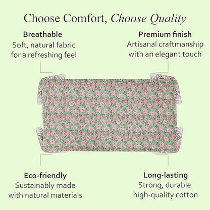 CPC Tablecloth 100% Cotton 70x118 Inch Indian Block Print Rectangle Table Cover, Table Cloth for Weddings, Spring/Summer, Barbeque - Pink Tourmaline