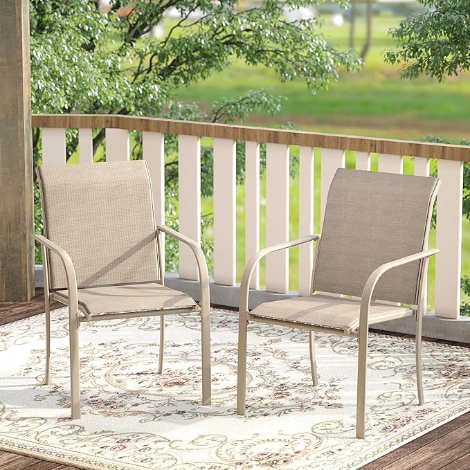 DIFY Patio Dining Chairs Set of 6, Stackable Outdoor Metal Chairs - Image 2