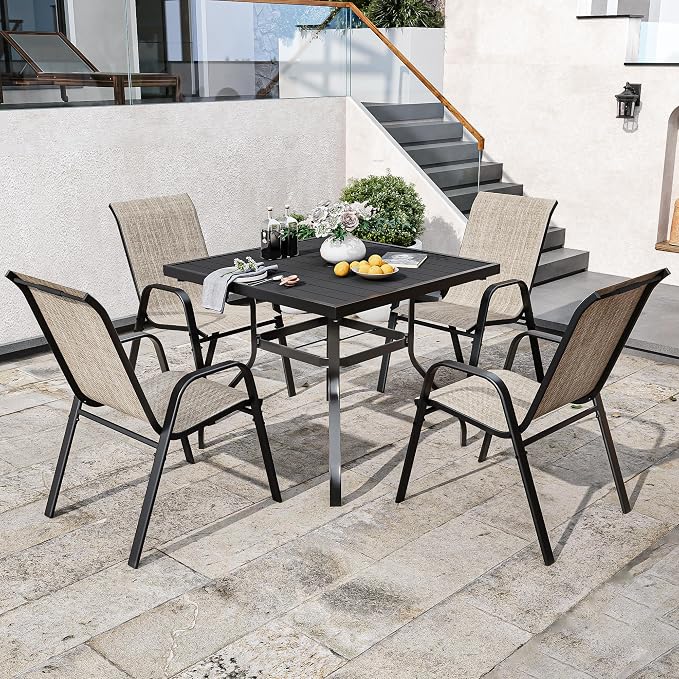 Stackable Patio Chairs Set of 8, Outdoor Chairs Set - Image 7