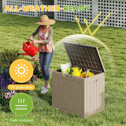 DRATO 35 Gallon Outdoor Storage Box Waterproof, Lockable Resin Deck Box - Image 3
