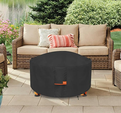 Fire Pit Cover,Outdoor Heavy Duty 600D 100% Waterproof Fire Pit Cover Round,Weatherproof Firepit Covers Round 50" Dia x 24" H,Black