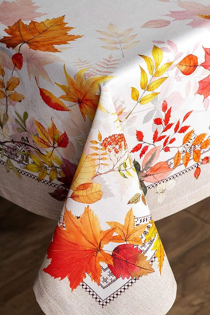 Maison d' Hermine Table Cloth Rectangle Table 100% Cotton 60 x 108 Inches Fall Tablecloth Reusable Everyday Use for Thanksgiving Christmas Decorations Dining Farmhouse Party (Amarante)