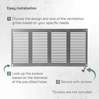 Vent Systems 16" x 8" Inch (Overall Dimensions) Pack of 3 - Galvanized - Air Vent Cover Metal Air Return Grill with Built-in Pest Guard Screen HVAC Vent Duct Cover for Home Improvement
