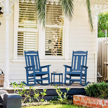 LUE BONA Outdoor Rocking Chairs Set, HDPS Poly Porch Rockers - Image 10