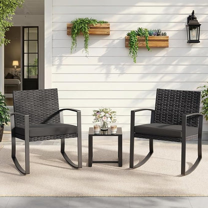 Qsun 3 Pieces Patio Furniture Set Rocking Bistro Set, Outdoor Patio Furniture - Image 8