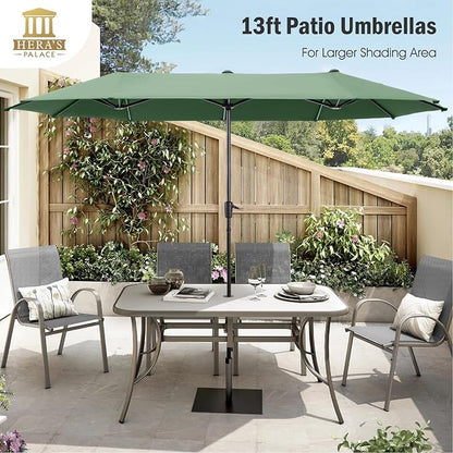 13 ft Large Double-Sided Patio Umbrella, Outdoor Umbrella, Mint | HERA'S PALACE - Image 2