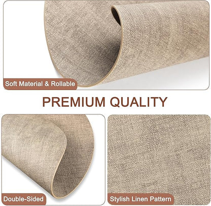 Round Faux Leather Placemats and Coasters, Set of 4, Reversible Heat Resistant Non-Slip Table Mats, Waterproof Wipeable Place Mats for Dining Table, Washable for Indoor & Outdoor (4, Light Brown)