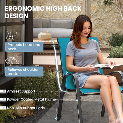 Patio Dining Chairs Set of 4, Stackable Dining Chairs High Back, Breathable - Image 6