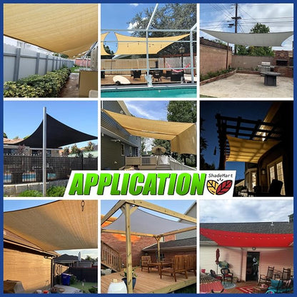 6' x 17' Brown Sun Shade Sail Rectangle SMSLR Canopy Fabric Cloth Screen - Image 3