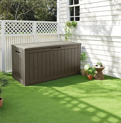 97 Gallon Waterproof Large Resin Deck Box, Lockable Large Outdoor Storage Box - Image 7