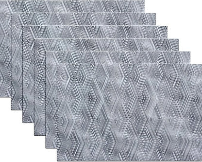 Elegant Placemats Set of 6, Plastic Heat-Resistant Non-Slip Vinyl Place Mats Washable Easy to Clean 18"x12" Placemats for Indoor Outdoor Table Decor (Grey)