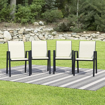 Outdoor Patio Chairs Set of 4, Oyster Beige Stackable Outdoor Chairs, - Image 8