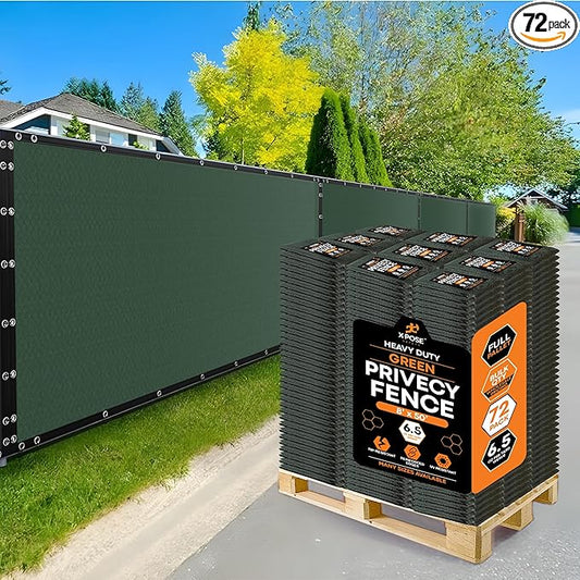 Xpose Safety Privacy Fence Screen 8’ x 50’ (72 Pack) – Heavy Duty Green Mesh with 90% Visibility Block, UV Protection – for Garden, Yard, Nursery, Kennel, Dog Run, Greenhouse