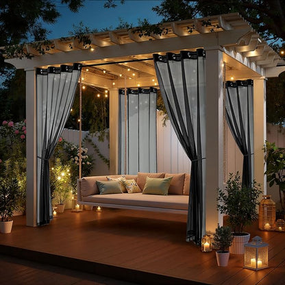 MIULEE Black Outdoor Curtain for Patio Waterproof 4 Panels 54 x 90 Inch | - Image 5