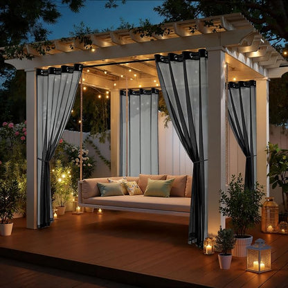 MIULEE Black Outdoor Curtain for Patio Waterproof 4 Panels 54 x 108 Inch | - Image 5