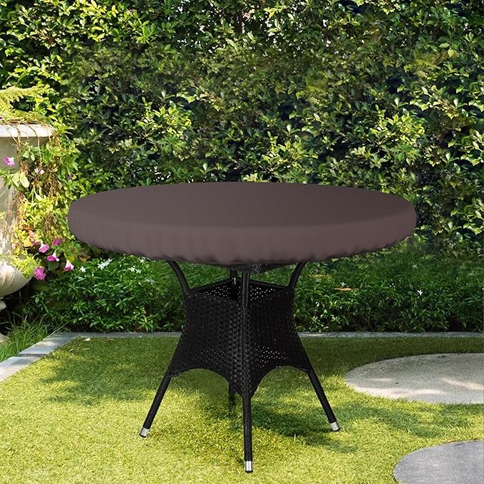 Covers & All Round Table Top Cover, 12 Oz Waterproof UV & Weather Resistant Patio Table Cover, Outdoor Table Cover for Patio Outdoor Furniture & Coffee Table (60" Dia x 4" H Inches, Coffee)