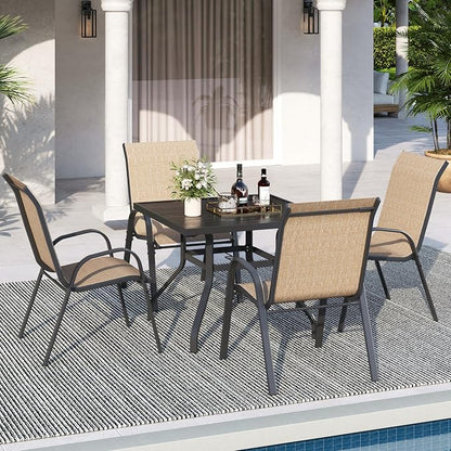 Patio Dining Chairs Set of 4, Stackable Dining Chairs, Breathable Fabric - Image 2