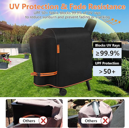 [Upgraded 1000D Heavy Duty Fabric] Grill Cover for Traeger Pro 22/575 Series BAC503, Waterproof Wood Pellet Smoker Cover, Tear & Fade Resistant with Buckle &Zipper, for Traeger Lil'Tex Elite, Eastwood
