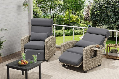 2PCS Outdoor Recliner Chair, Reclining Patio Chairs - Image 6