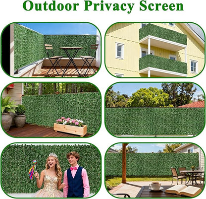 iCover 2PK 39 * 98in Artificial Ivy Privacy Fence Screen Cover, Highly Dense Leaves Wtih Strengthened Joint Prevent Leave Falling Off, Faux Hedge Panels Greenery Vines, Decorative Fences