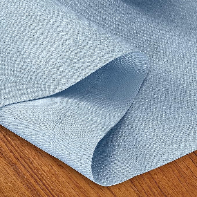 D'Moksha Homes Linen Powder Blue Table Runner 90 Inches Long - 100% Pure Linen 14 x 90 Inch Table Runner for Dining, Winter, Holiday - Machine Washable