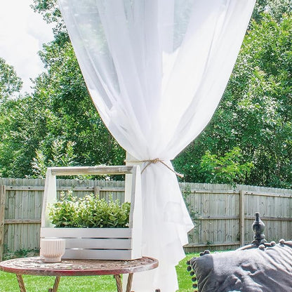 Outdoor Sheer Curtains for Patio Waterproof, 2 Panels Rod Pocket Indoor/Outdoor - Image 4