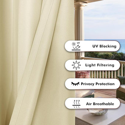 BONZER Outdoor Curtains for Patio Waterproof Thick | Privacy Grommet Light - Image 4