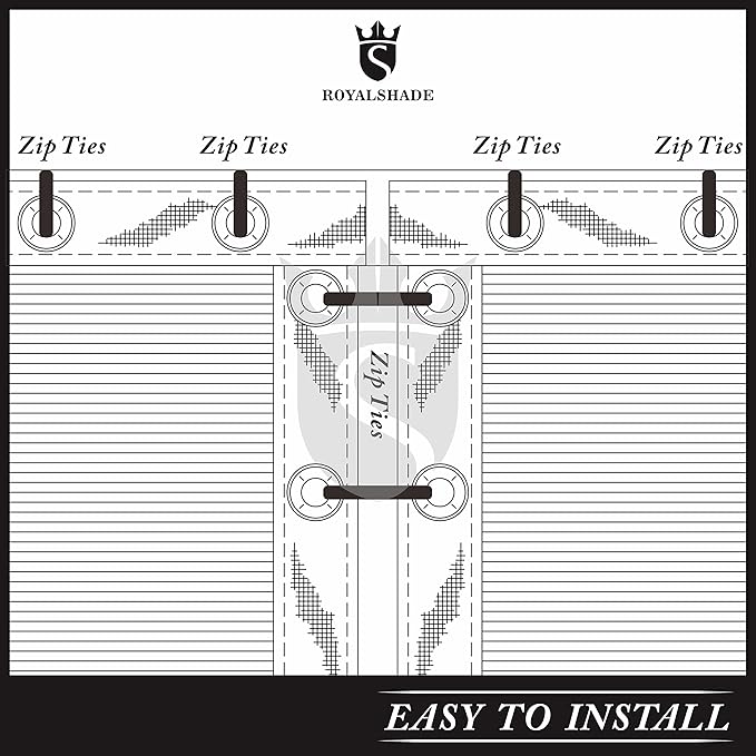 Royal Shade Custom Size 4' x 32' White Fence Privacy Screen Windscreen Cover Netting Mesh Fabric Cloth - Cable Zip Ties Included (We Make Custom Size)