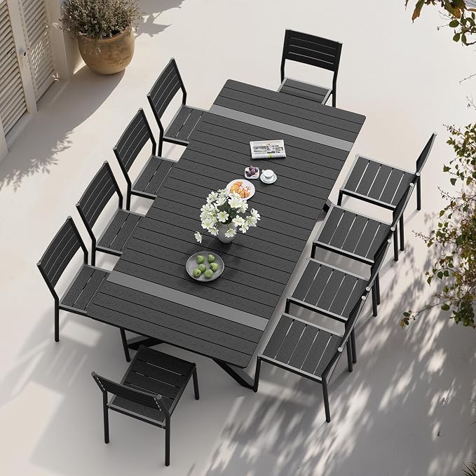 Pellebant Stackable Outdoor Patio Dining Chairs Set of 6 | Aluminum Armless - Image 6