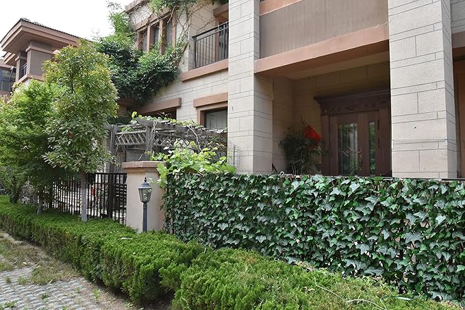 Expandable Fence Privacy Screen for Balcony Patio Outdoor,Decorative Faux Ivy Fencing Panel,Artificial Hedges (Single Sided Leaves) (1, Green-Ivy)
