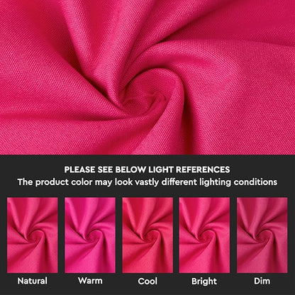 Encasa XO Table Runner 13"x59" Long | Cotton Canvas Fabric | Hot Pink Solid Color | Machine Washable & Durable