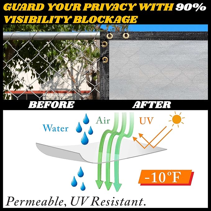 Royal Shade Custom Size 4' x 167' Grey Fence Privacy Screen Windscreen Cover Netting Mesh Fabric Cloth - Cable Zip Ties Included (We Make Custom Size)