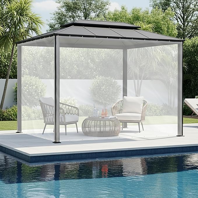 Covers & all Outdoor Clear Tarp Curtain, 18oz Clear Outdoor Curtains For Patio, Waterproof & Tear Proof Transparent PVC Vinyl Tarp with Rustrpoof Grommets for Porch, Gazebos, Balcony (15'H x 8'W feet)