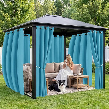 Outdoor Curtains for Patio Waterproof 6 Panels, Porch Sun Shade | Weatherproof - Image 4