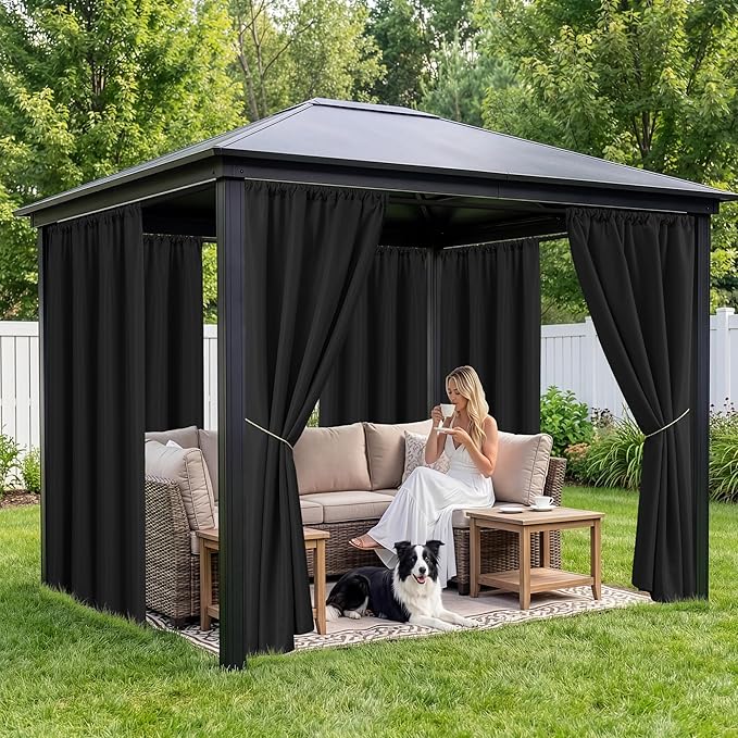Patio Curtains Outdoor Waterproof, 4 Panels, Rod Pocket Sunshades | - Image 4