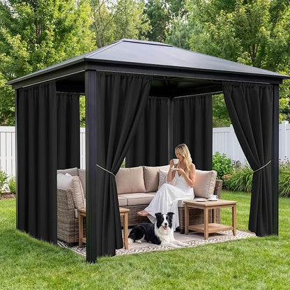 Black Outdoor Curtains for Patio Waterproof, 8 Panels, Rod Pocket | - Image 4