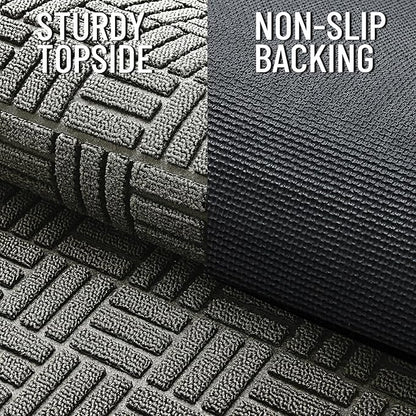 OLANLY Front Door Mat Outside Entrance 35x23, Absorbent, Heavy Duty Sturdy Natural Rubber Doormat Indoor Outdoor, Non-Slip, Stain and Fade Resistant, Low Profile Floor Mat for Entryway, Modern Gray